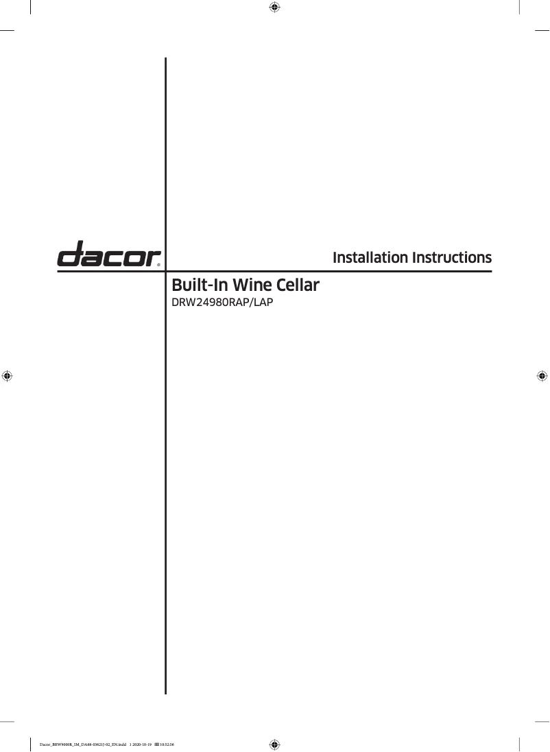 Page n°1 - Guide d'installation Dacor DRW24980RAP