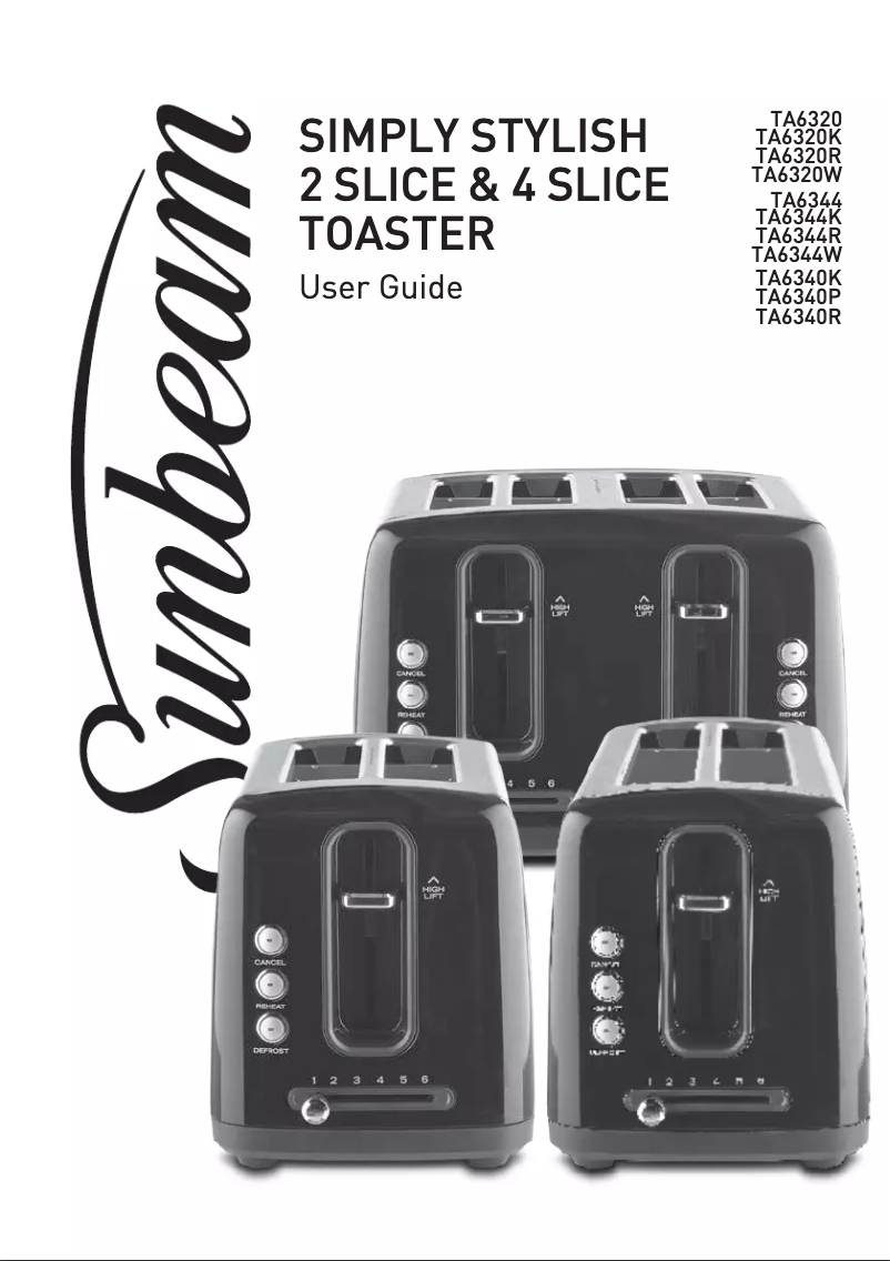 Page 1 de la notice Manuel utilisateur Sunbeam Simply Stylish TA6340