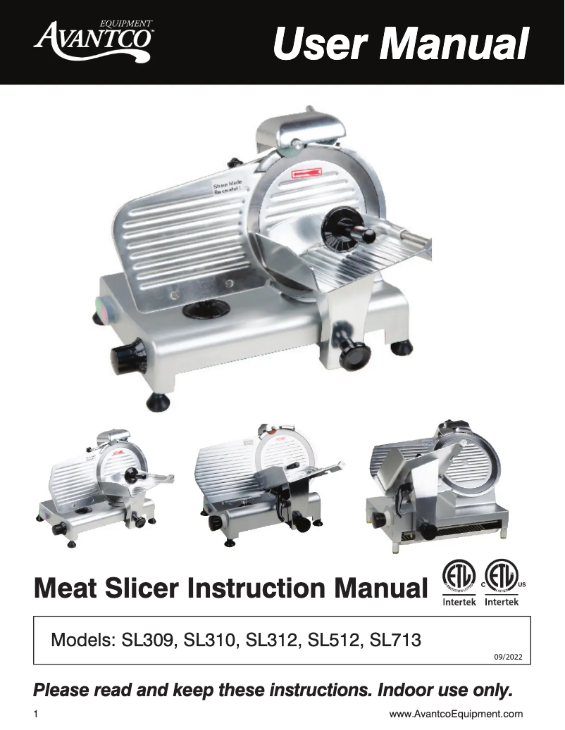 Page 1 de la notice Manuel utilisateur Avantco SL309