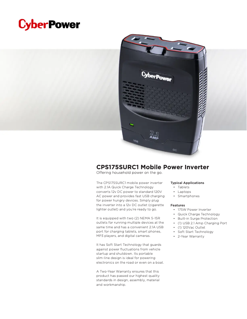 Page n°1 - Manuel utilisateur CyberPower CPS175SURC1