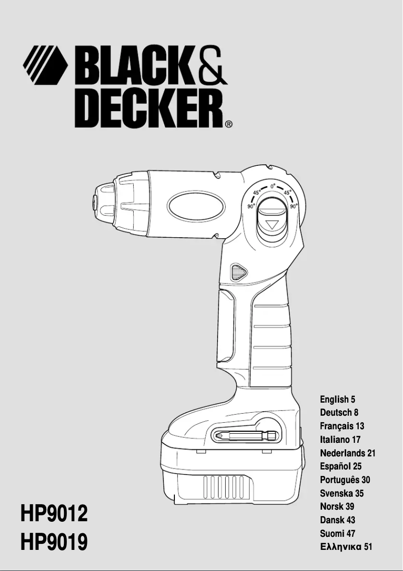 Page 1 de la notice Manuel utilisateur Black & Decker HP9019K