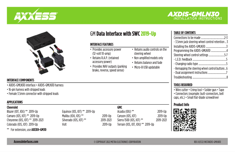 Image de la première page du manuel de l'appareil AXDIS-GMLN30