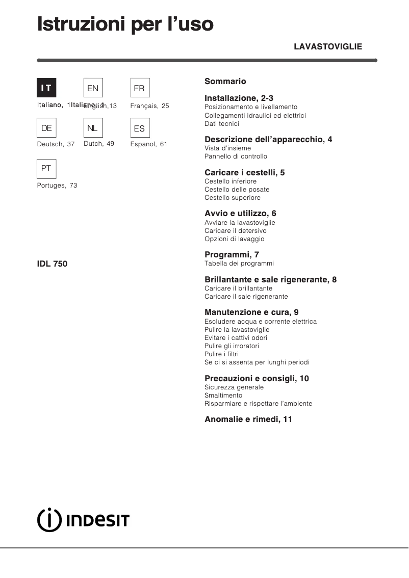 Image de la première page du manuel de l'appareil IDL 750 S EU.2