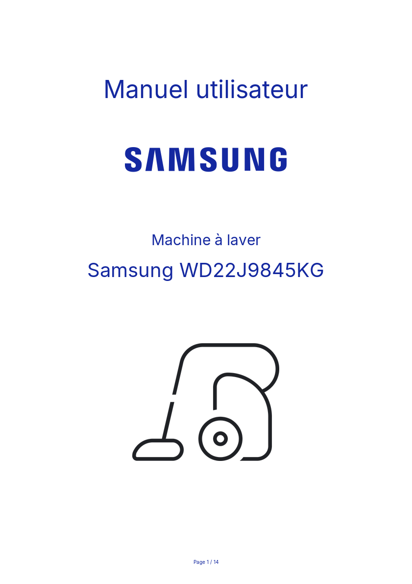 Page n°1 - Manuel utilisateur Samsung WD22J9845KG