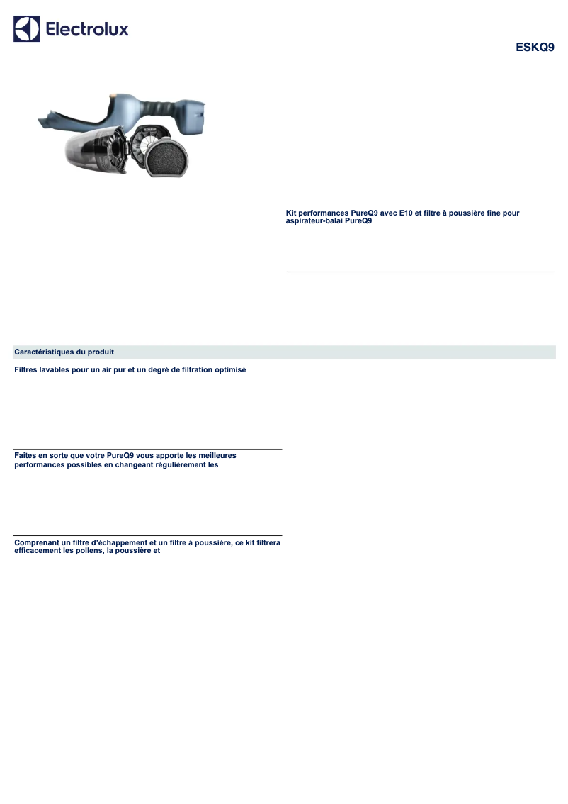 Page 1 de la notice Manuel utilisateur Electrolux ESKQ9