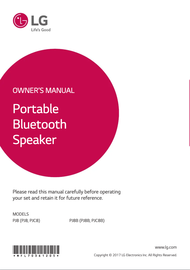 Image de la première page du manuel de l'appareil PJ8B