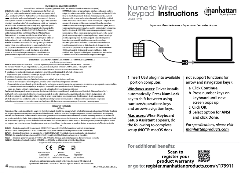 Page n°1 - Manuel utilisateur Manhattan 179911