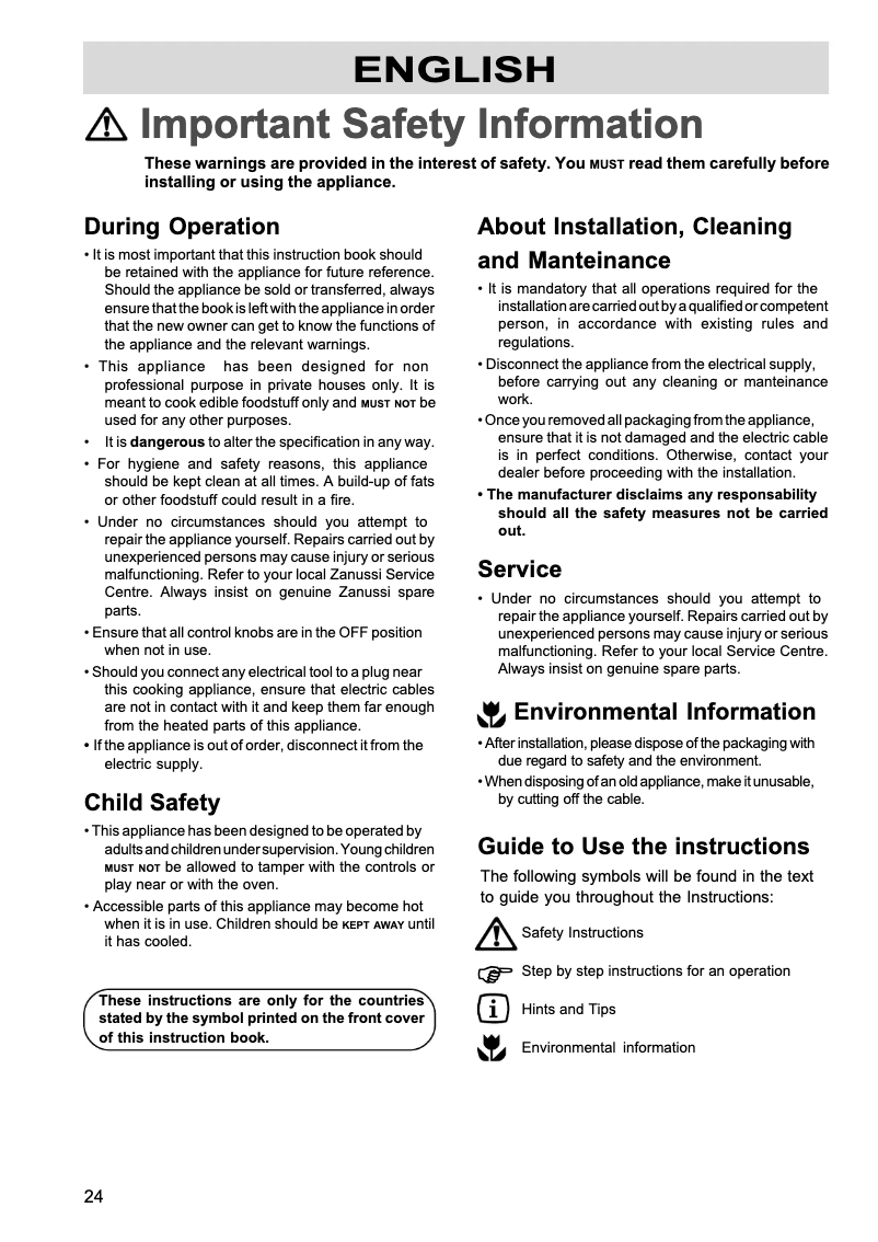 Image de la première page du manuel de l'appareil ZES 63 X