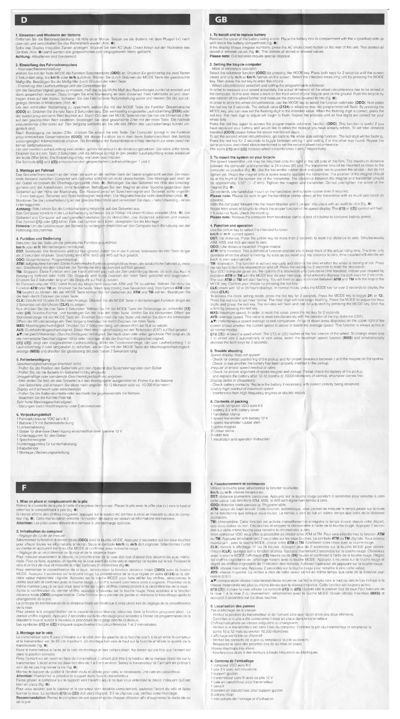 Page 1 de la notice Manuel utilisateur VDO Aero 8.0