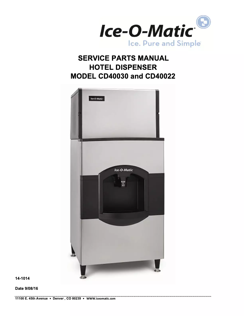 Page n°1 - Manuel utilisateur Ice-O-Matic CD40022