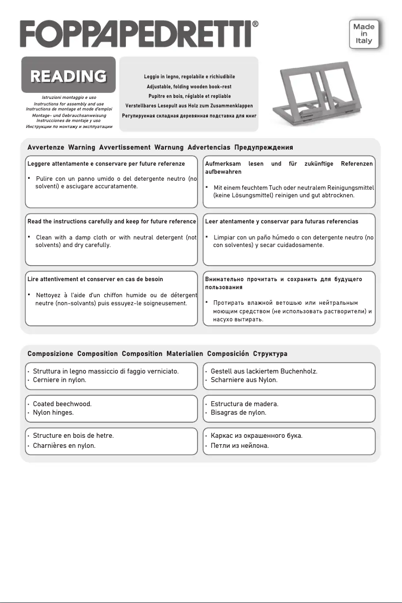 Image de la première page du manuel de l'appareil Reading