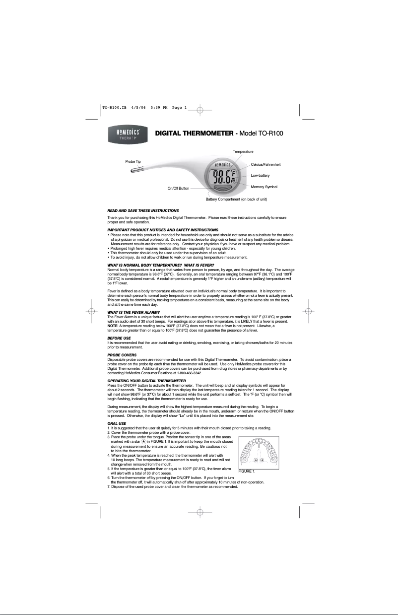Page n°1 - Manuel utilisateur Homedics TO-R100