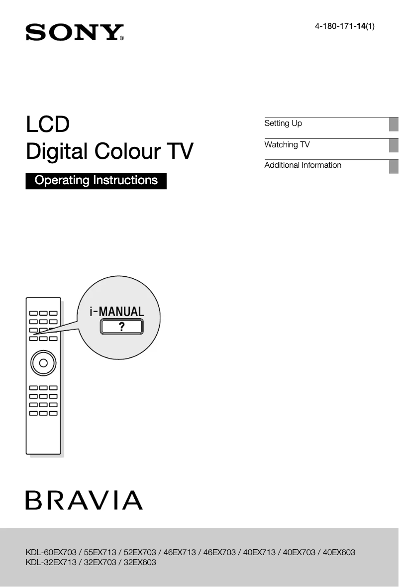 Page 1 de la notice Manuel utilisateur Sony Bravia KDL-40EX713U