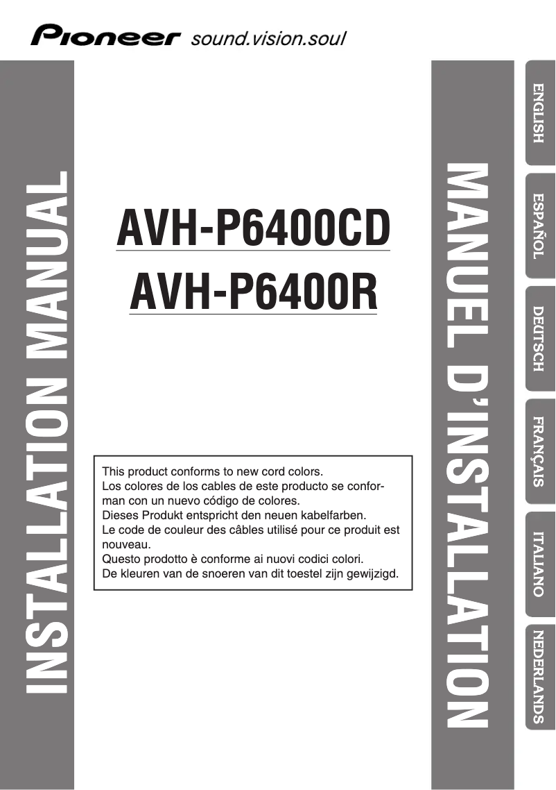 Page 1 de la notice Manuel utilisateur Pioneer AVH-P6400R