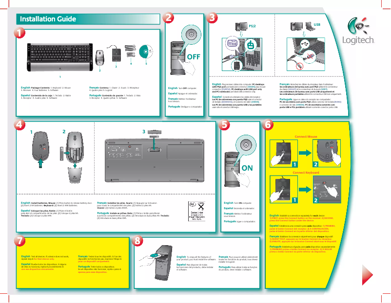 Page 1 de la notice Manuel utilisateur Logitech Cordless desktop S510