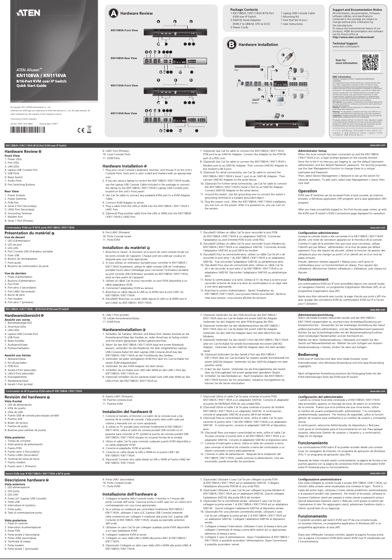 Page 1 de la notice Manuel utilisateur ATen KN1116VA