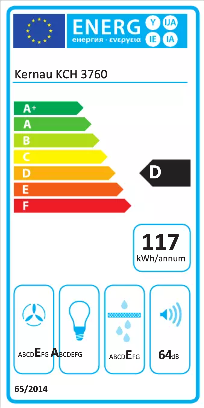 Página 1 del manual Etiqueta energética Kernau KCH 3760 WB