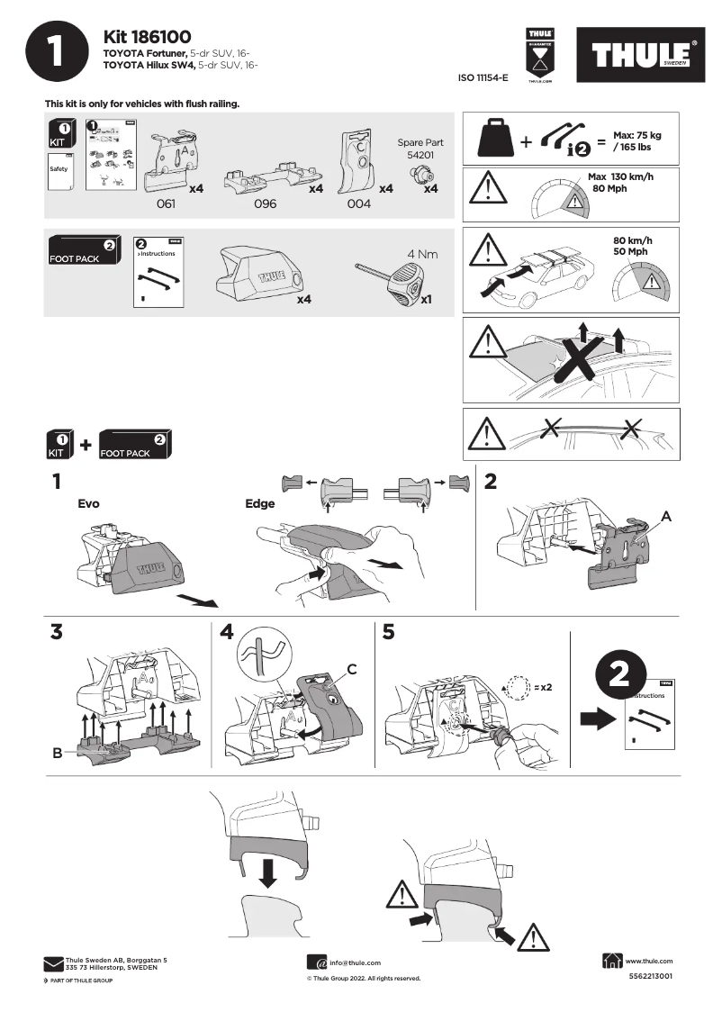 Page n°1 - Manuel utilisateur Thule Kit 186100