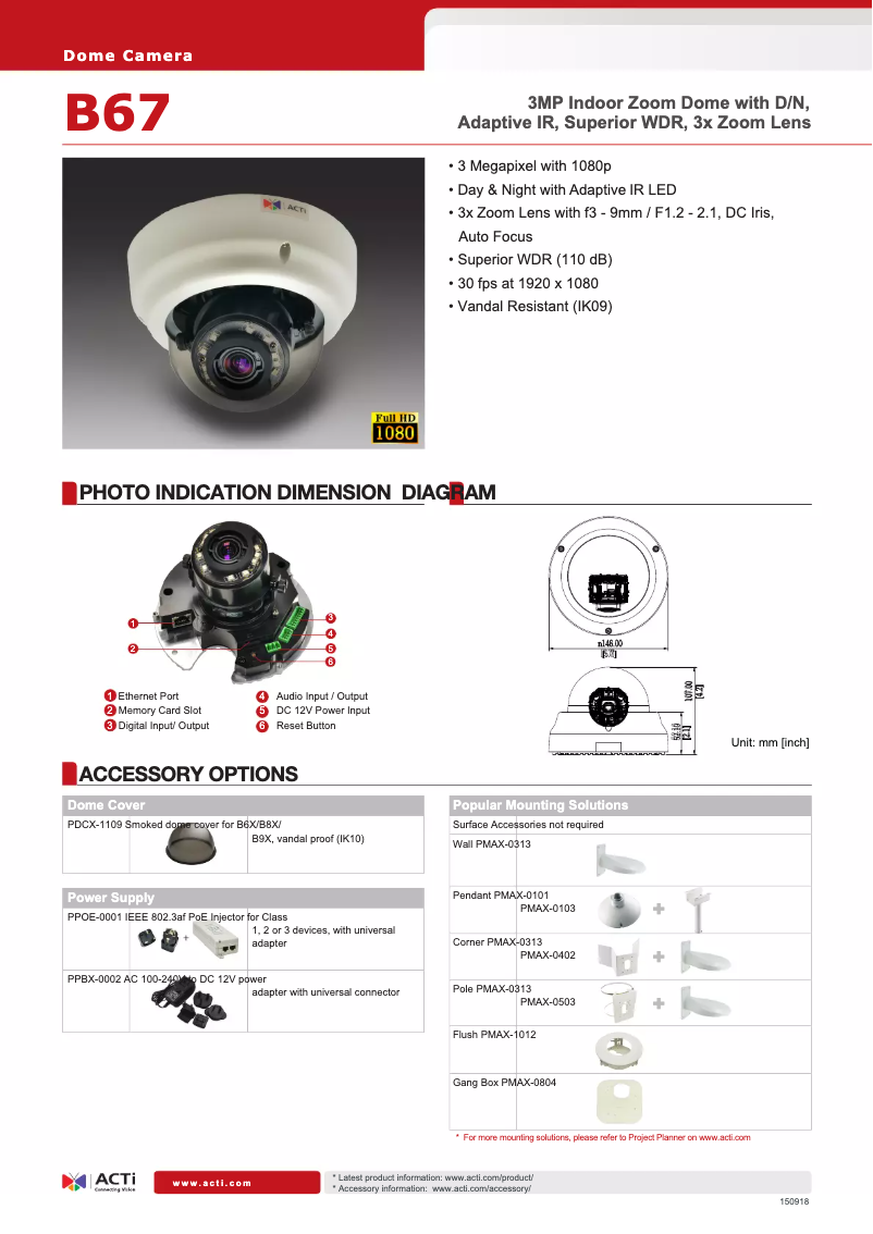 Page 1 de la notice Brochure ACTi B67