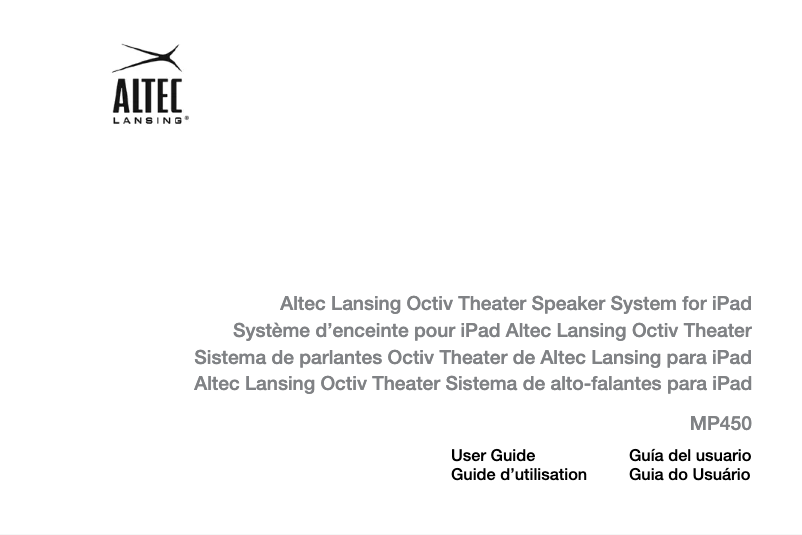 Page n°1 - Manuel utilisateur Altec Lansing Octiv Stage MP450