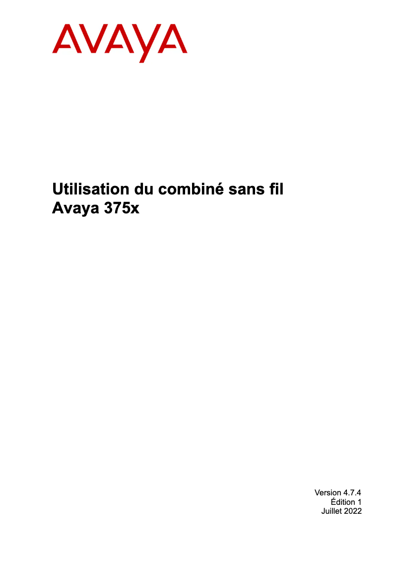 Page 1 de la notice Manuel utilisateur Avaya 3730
