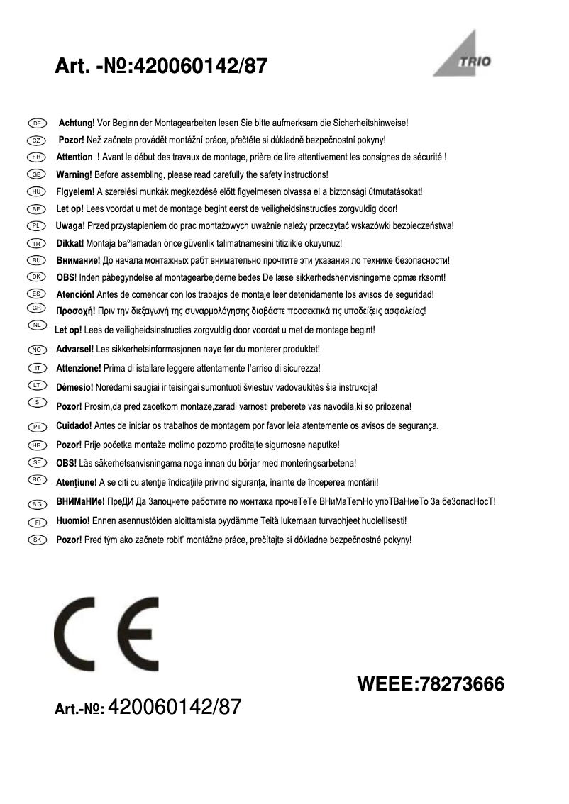 Page n°1 - Manuel utilisateur Trio Lighting Hudson