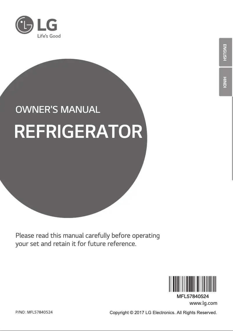 Page 1 de la notice Manuel utilisateur LG GL-T292RSC3