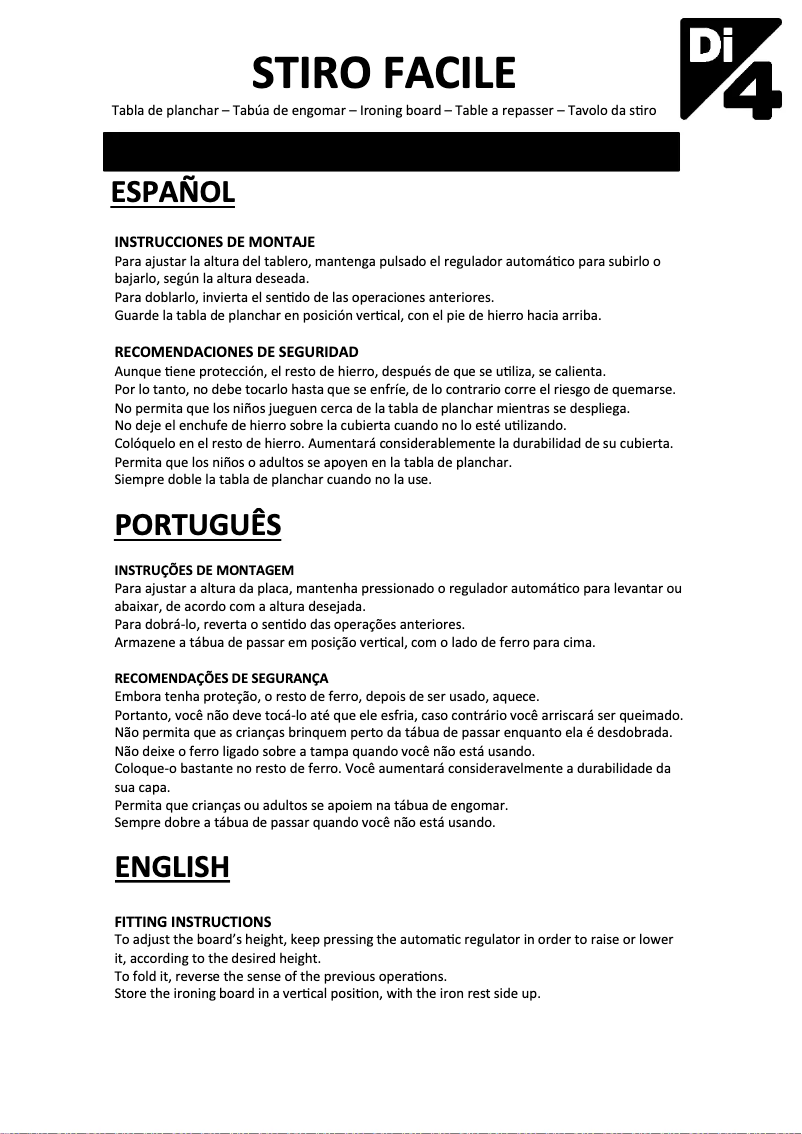 Página 1 del manual Manual de usuario Di4 Stiro Facile