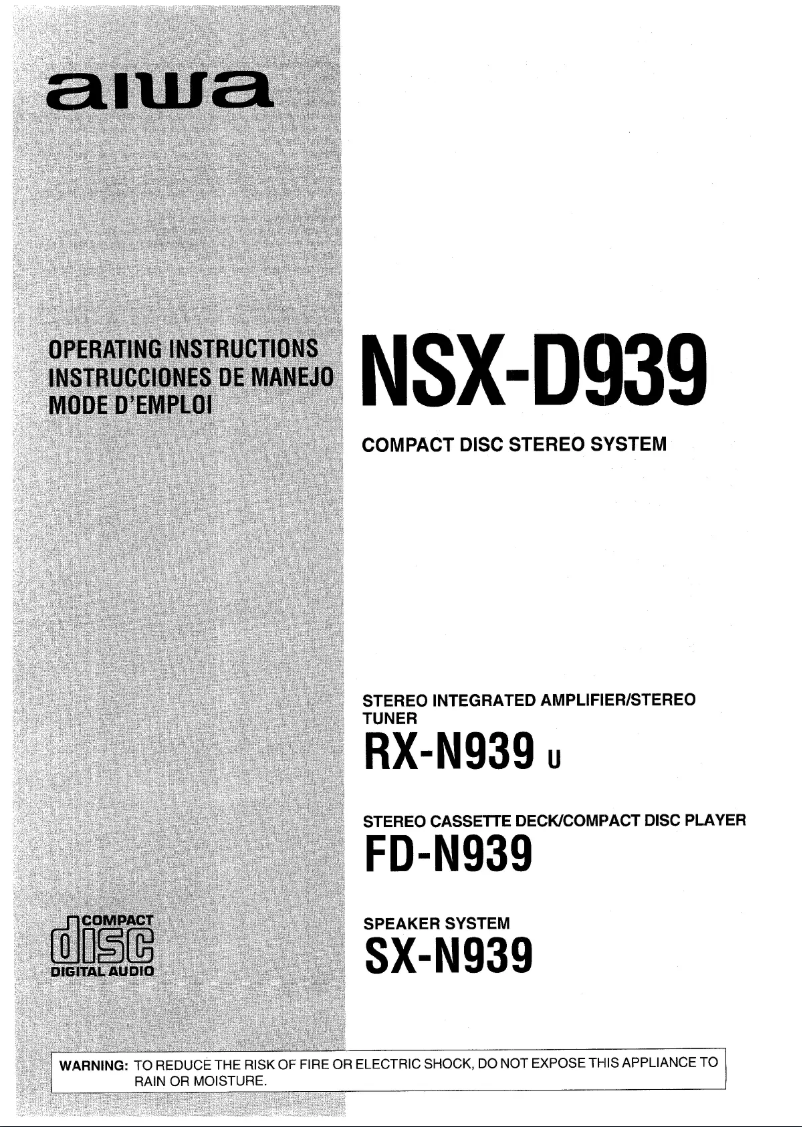 Page n°1 - Manuel utilisateur Aiwa NSX-D939