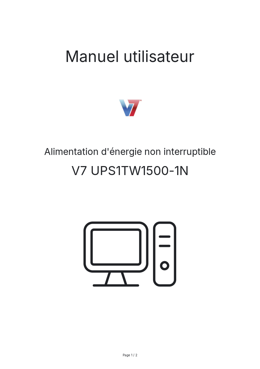 Page n°1 - Manuel utilisateur V7 UPS1TW1500-1N