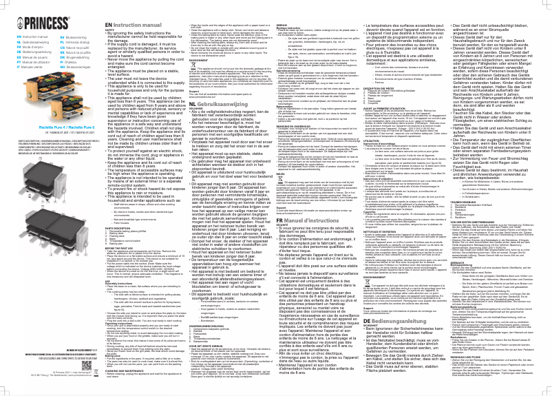 Page 1 de la notice Manuel utilisateur Princess Pure 8 162910