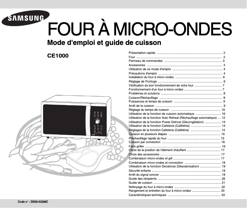 Image de la première page du manuel de l'appareil CE1000T-S