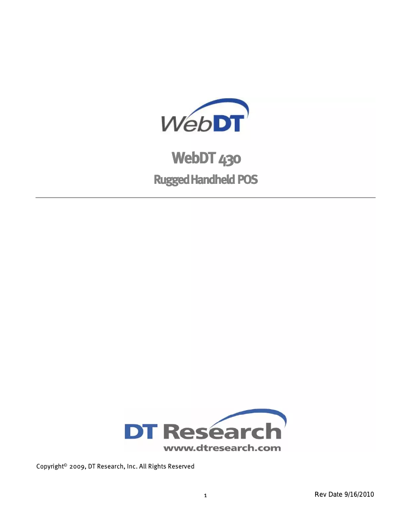 Page n°1 - Manuel utilisateur DT Research DT430