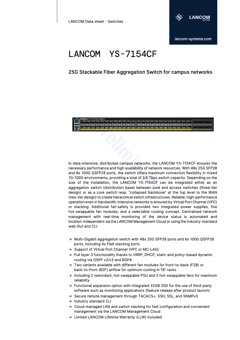 Image de la première page du manuel de l'appareil YS-7154CF