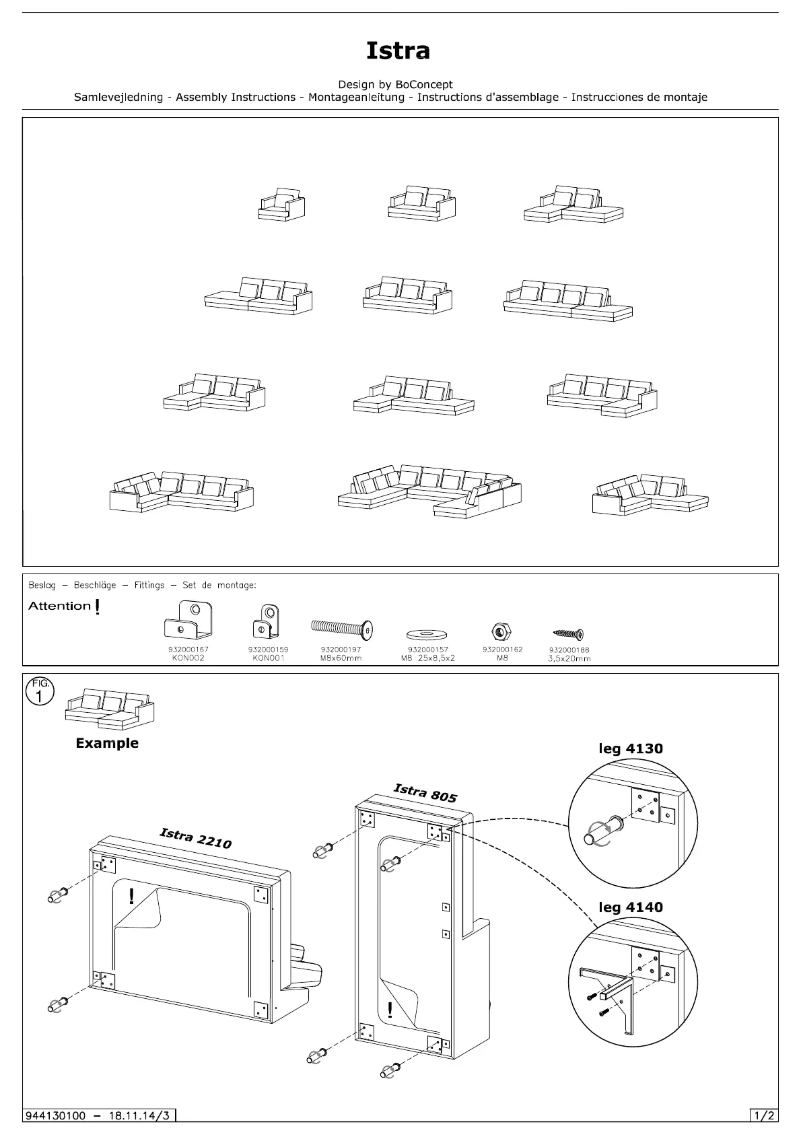 Page n°1 - Manuel utilisateur BoConcept Istra