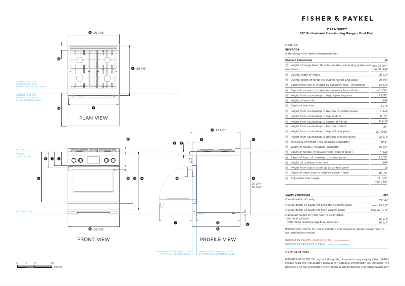 Page n°1 - Fiche technique Fisher & Paykel RDV3-304