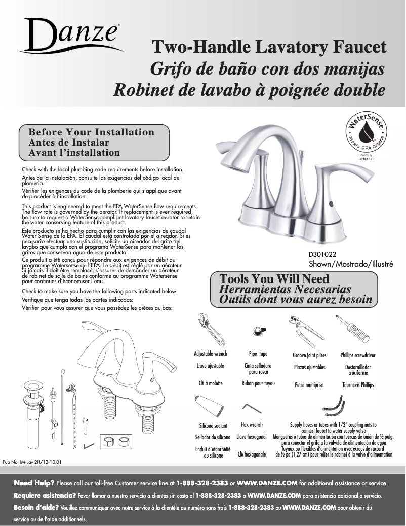 Page n°1 - Manuel utilisateur Danze D301015
