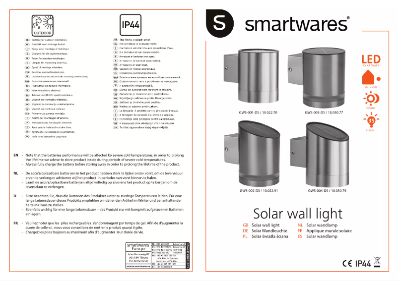 Página 1 del manual Manual de usuario Smartwares GWS-002-DS