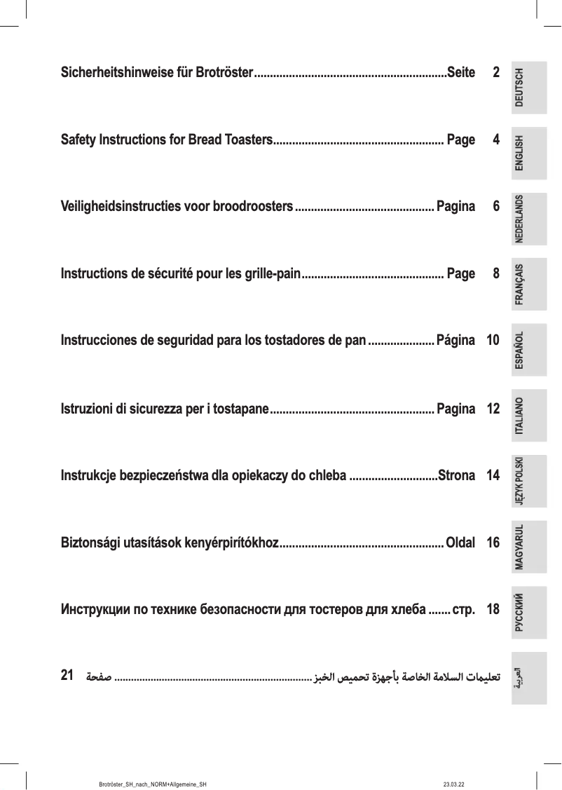 Page n°1 - Instructions / montage ProfiCook PC-TAZ 1110