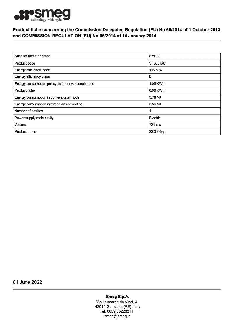 Página 1 del manual Folleto Smeg SF6381XC