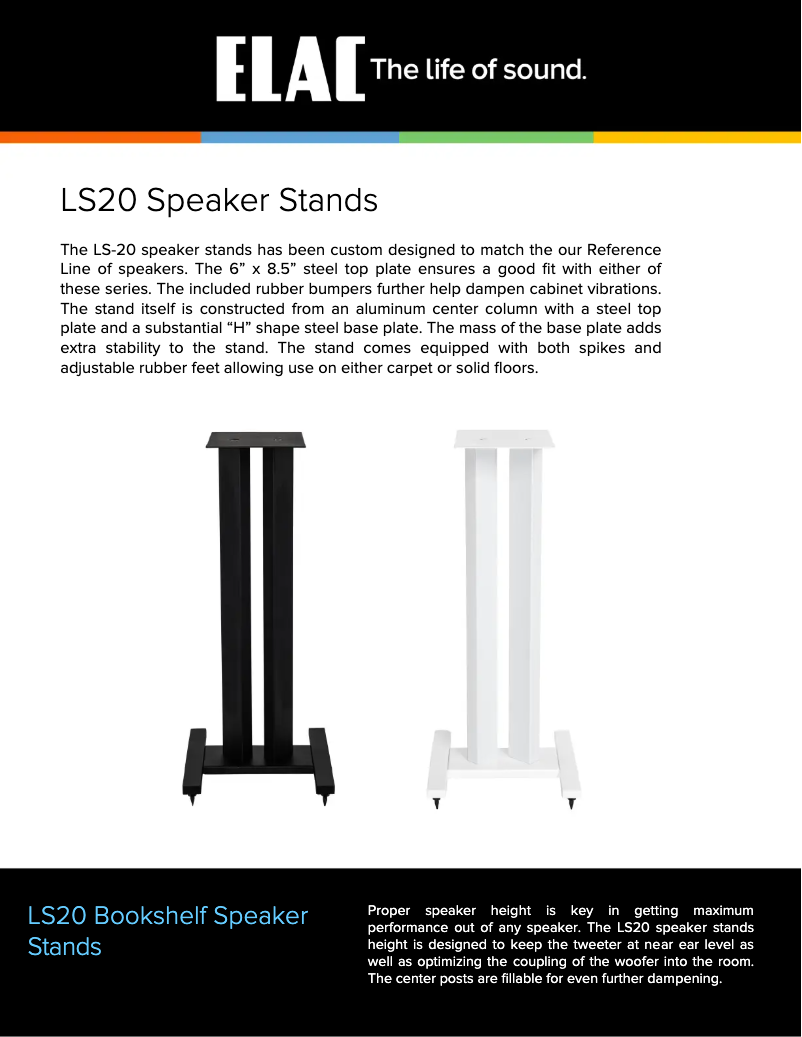 Page 1 de la notice Fiche technique ELAC LS20