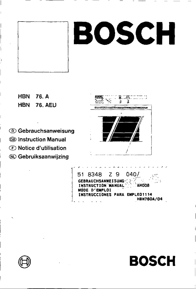 Page 1 de la notice Manuel utilisateur Bosch HBN762A
