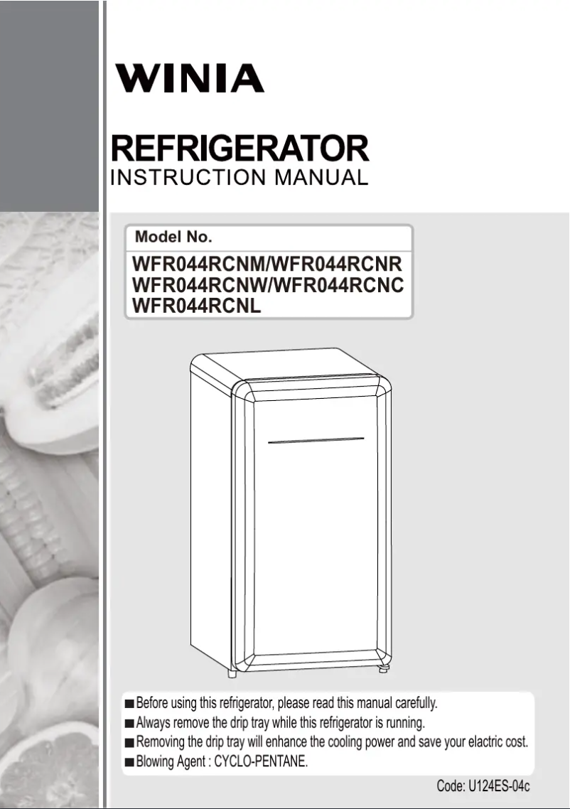 Página 1 del manual Manual de usuario Winia WFR044RCNC