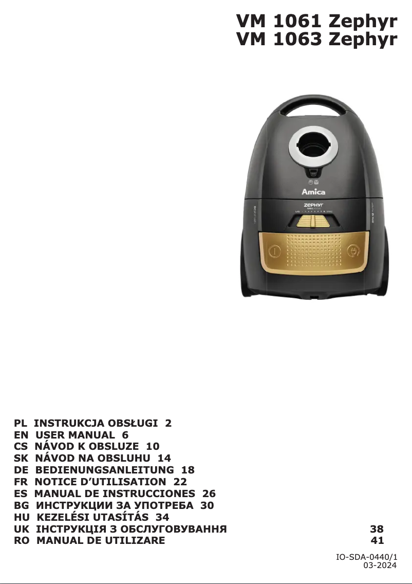 Image de la première page du manuel de l'appareil Zephyr VM 1063