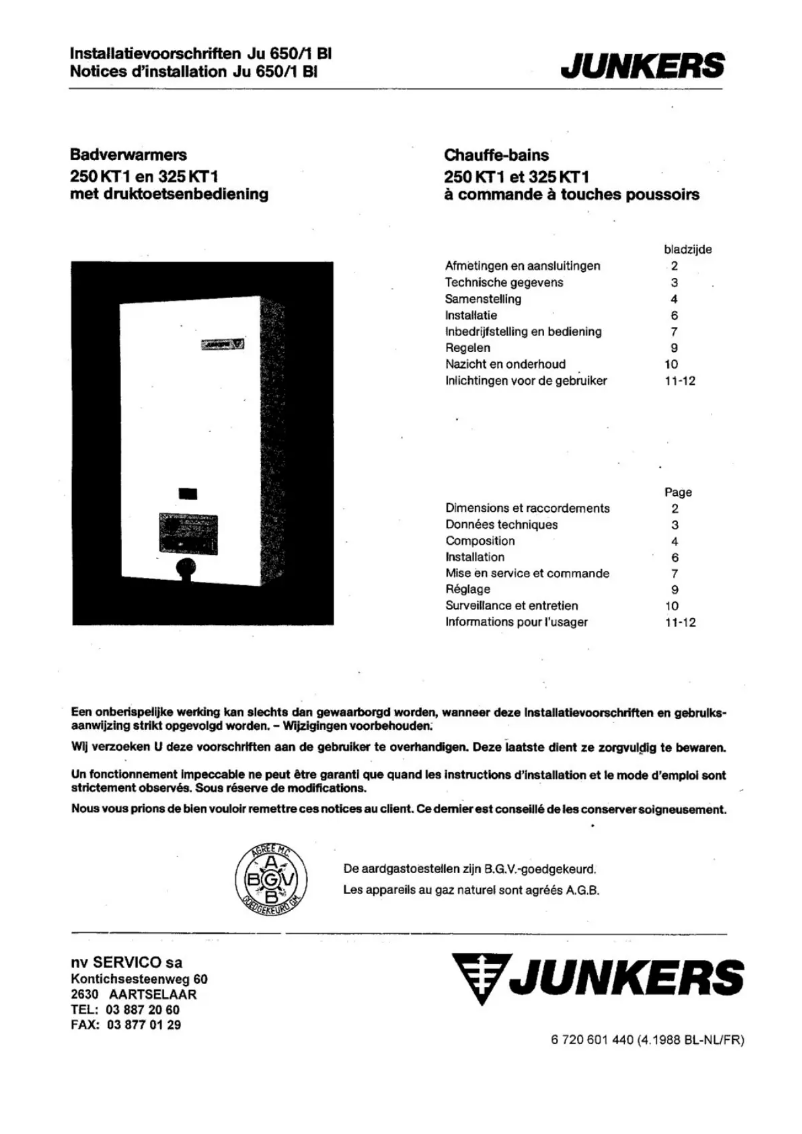 Page n°1 - Manuel utilisateur Junkers 325 KT1