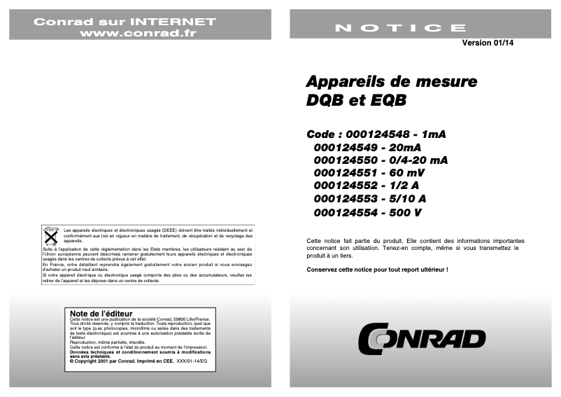 Page n°1 - Manuel utilisateur GMW DQB 45H