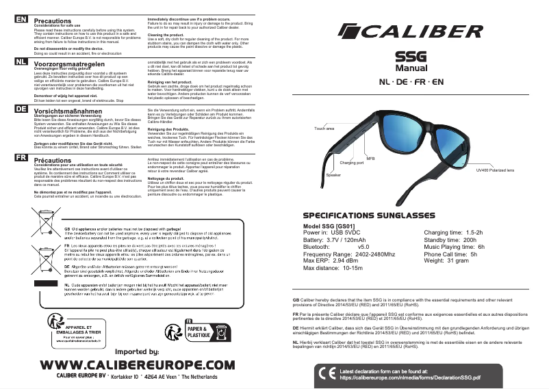 Page n°1 - Manuel utilisateur Caliber SSG
