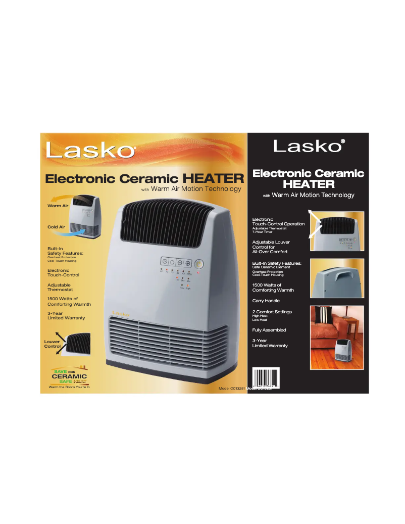 Page 1 de la notice Fiche technique Lasko CC13251