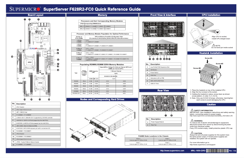 Page 1 de la notice Guide de démarrage rapide Supermicro SuperServer F628R2-FC0