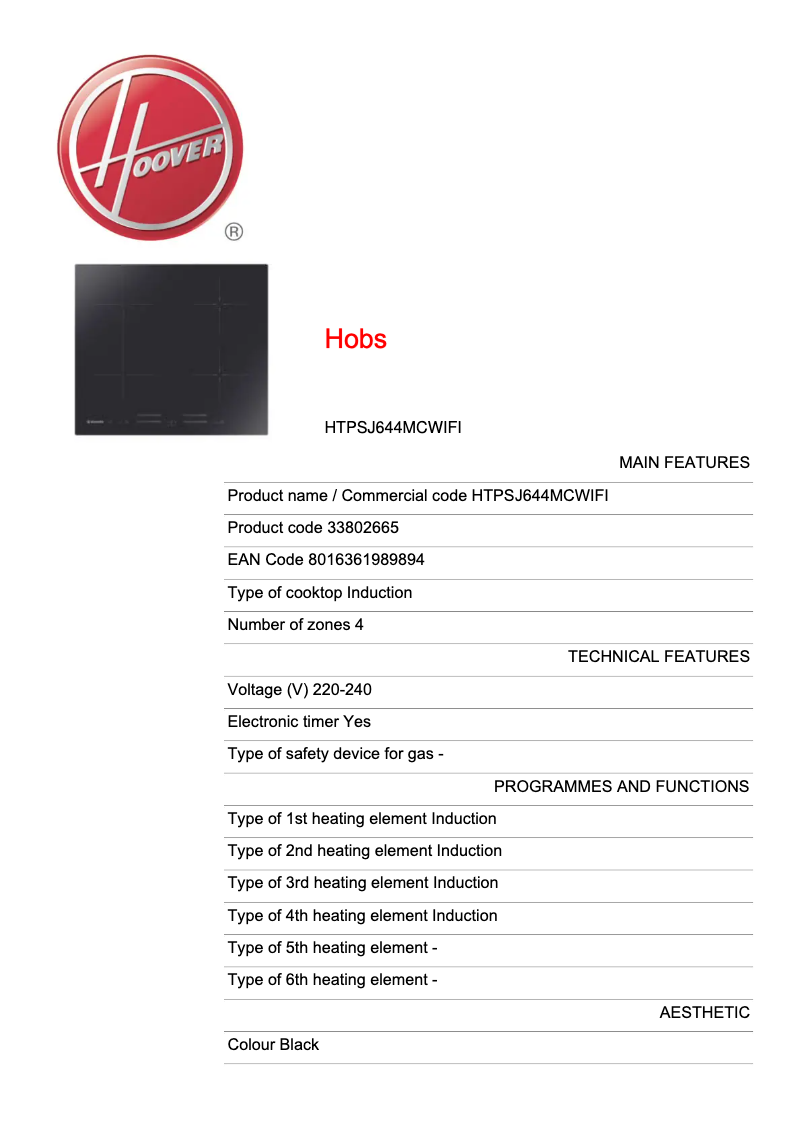 Page n°1 - Manuel utilisateur Hoover HTPSJ644MCWIFI